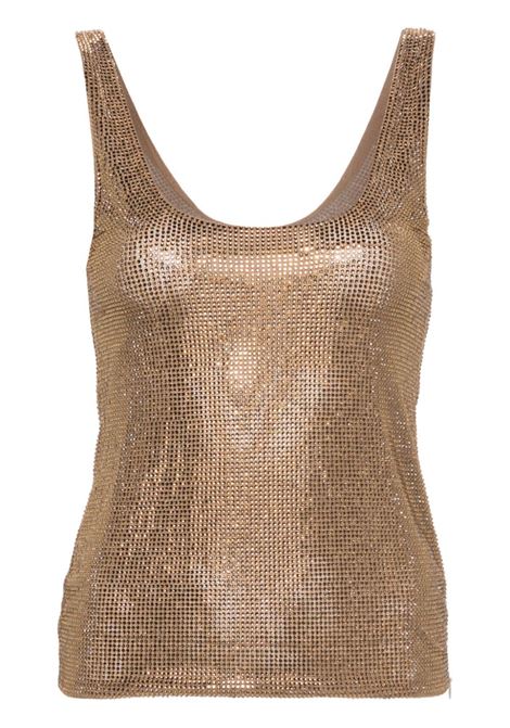 Gold  crystal-embellished mesh top - women GIUSEPPE DI MORABITO | 02PSTO178FC0221221TO